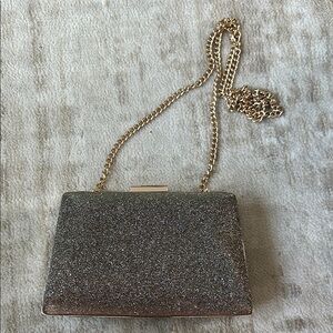 Bronze Glitter fabric Evening Crossbody Clutch